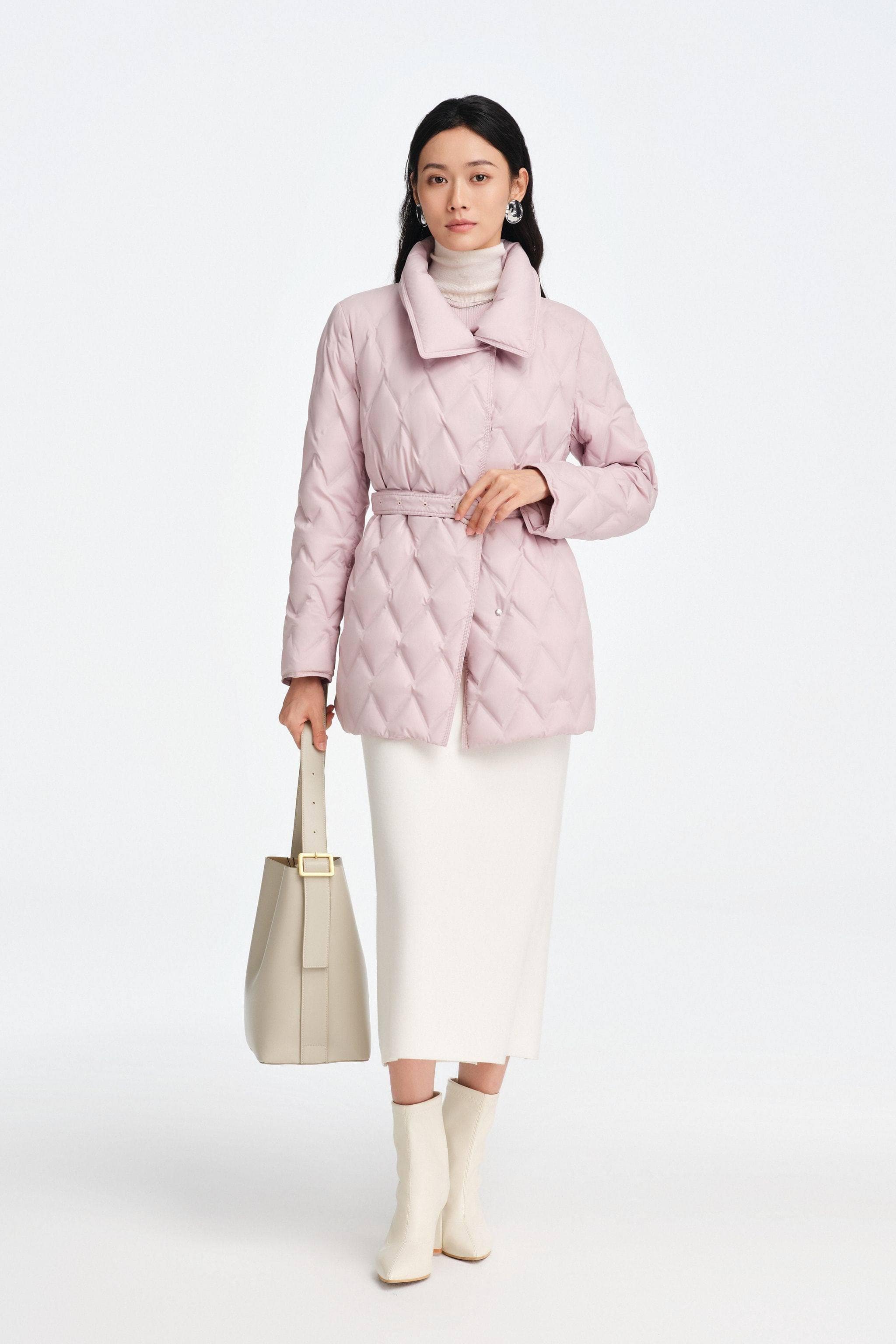 Women's Goose Down Business Jacket With Belt - Image 23