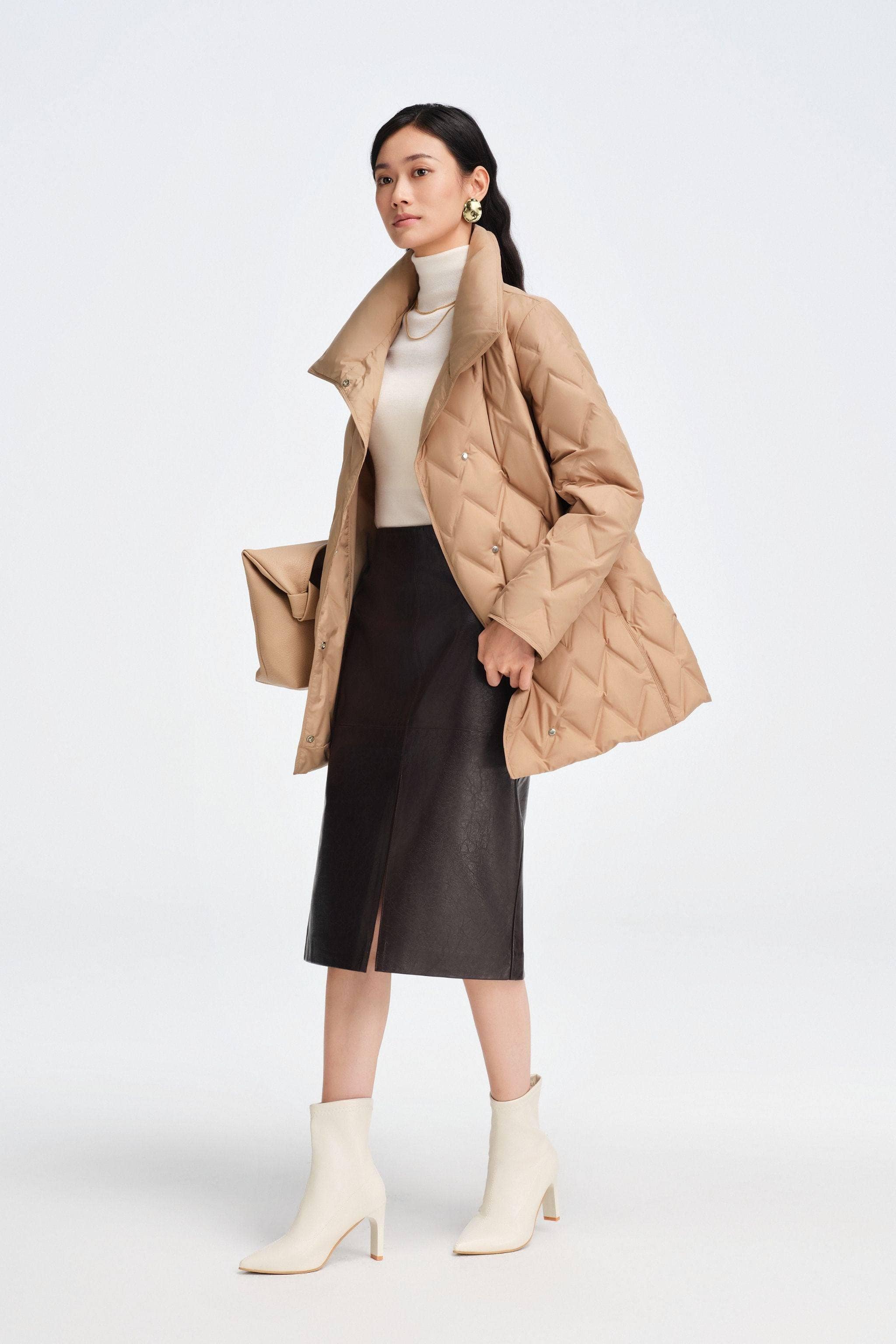 Women's Goose Down Business Jacket With Belt - Image 26