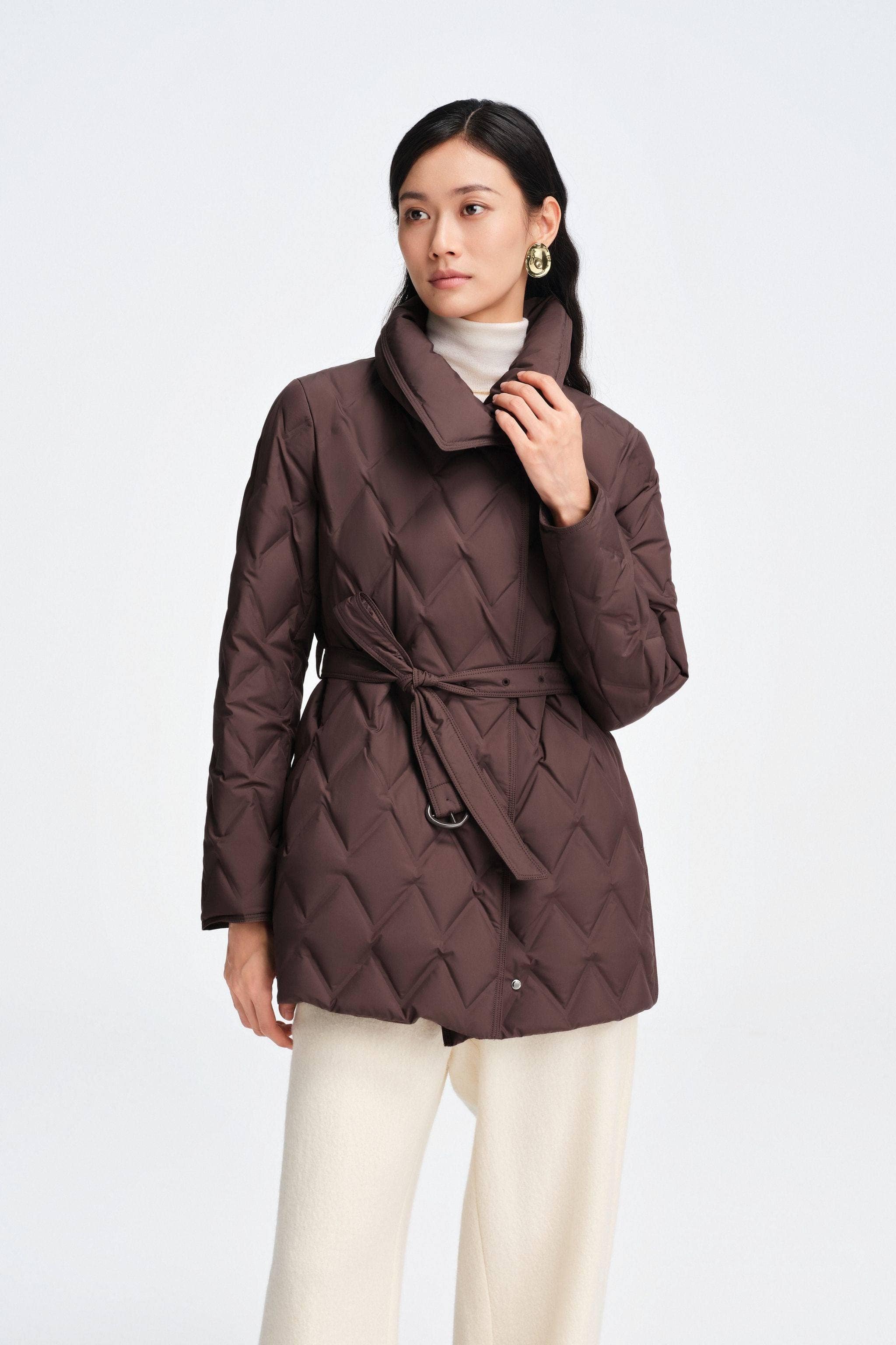 Women's Goose Down Business Jacket With Belt - Image 27