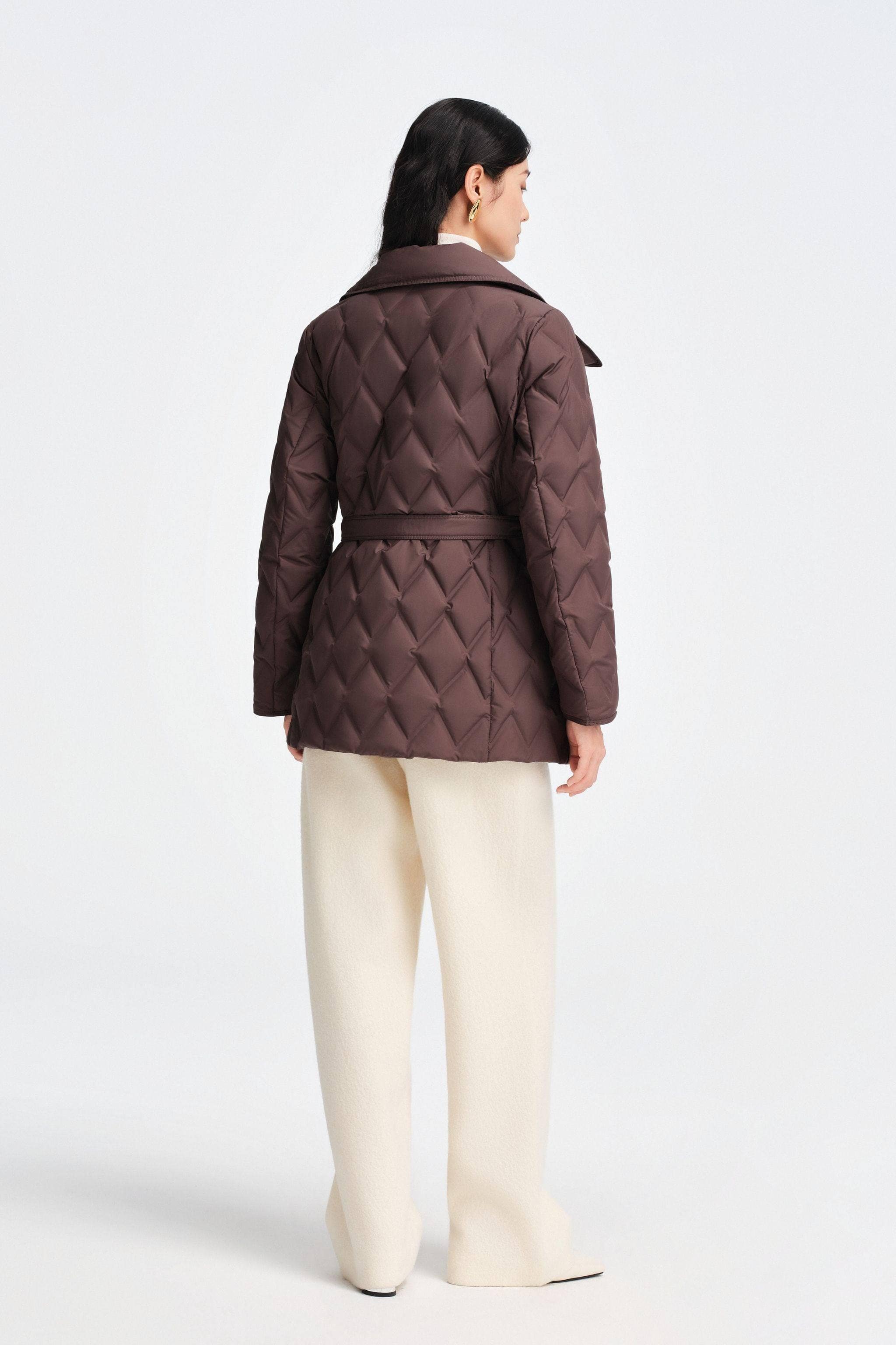 Women's Goose Down Business Jacket With Belt - Image 28