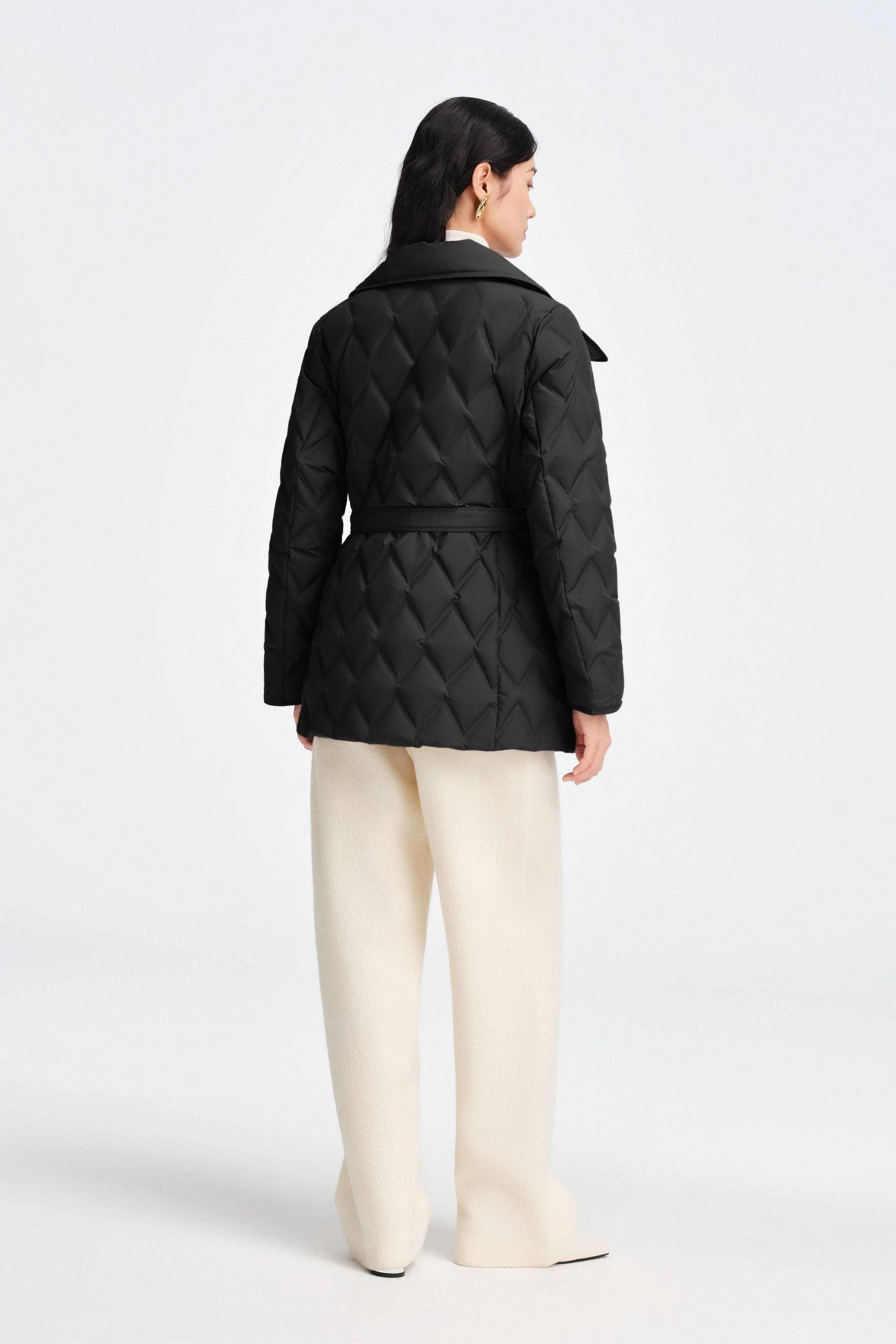Women's Goose Down Business Jacket With Belt - Image 3