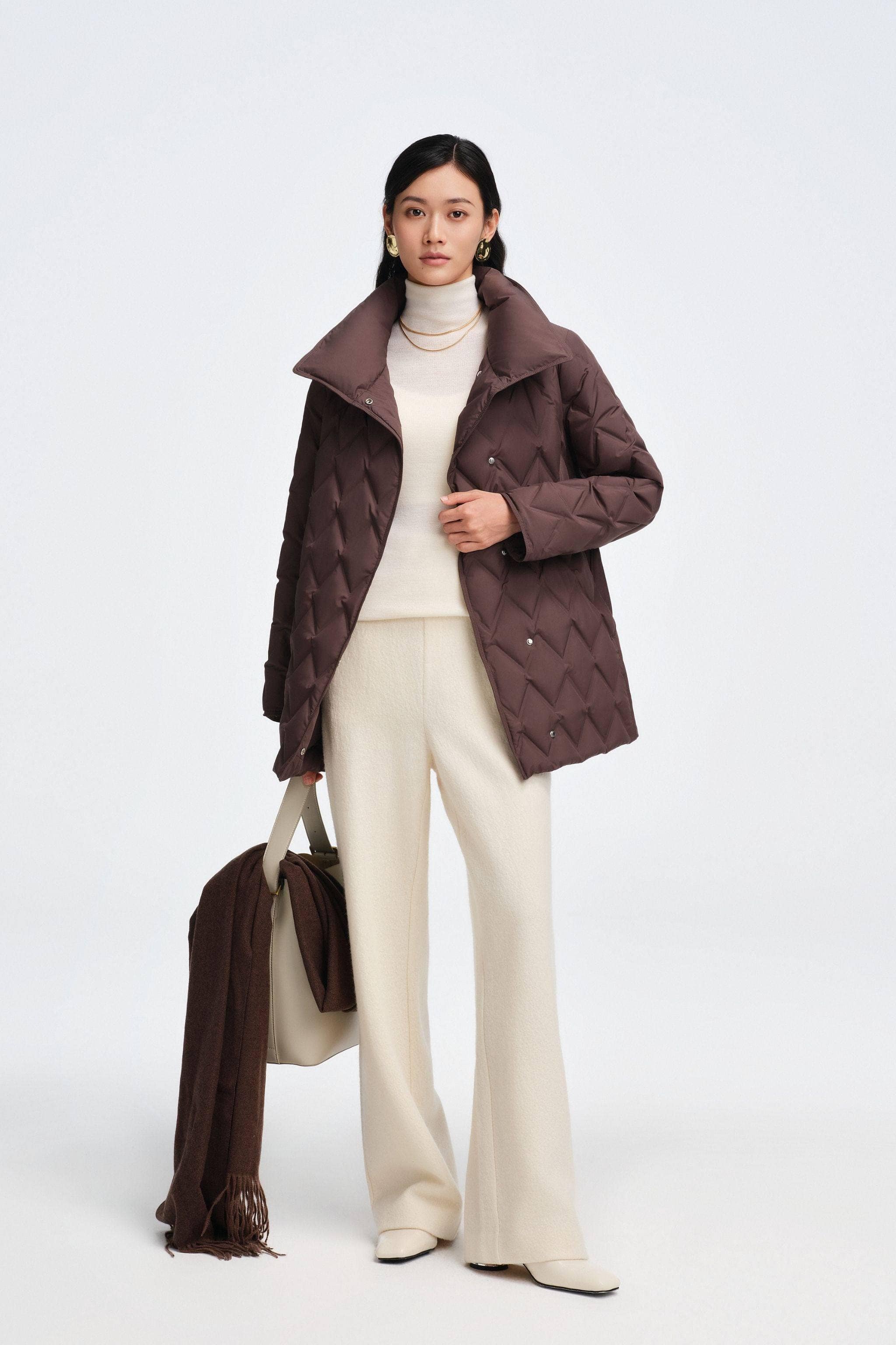 Women's Goose Down Business Jacket With Belt - Image 30
