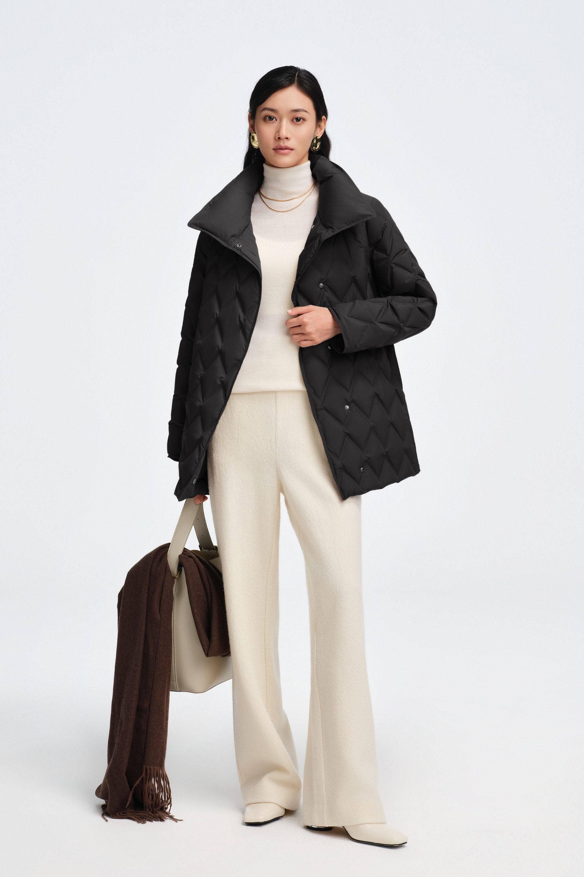 Women's Goose Down Business Jacket With Belt - Image 4