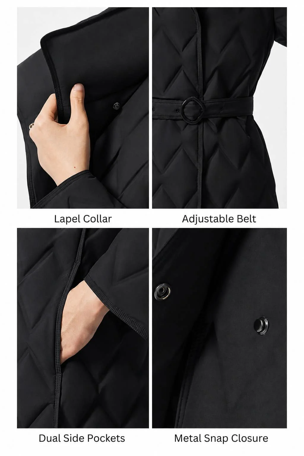 Women's Goose Down Business Jacket With Belt - Image 6
