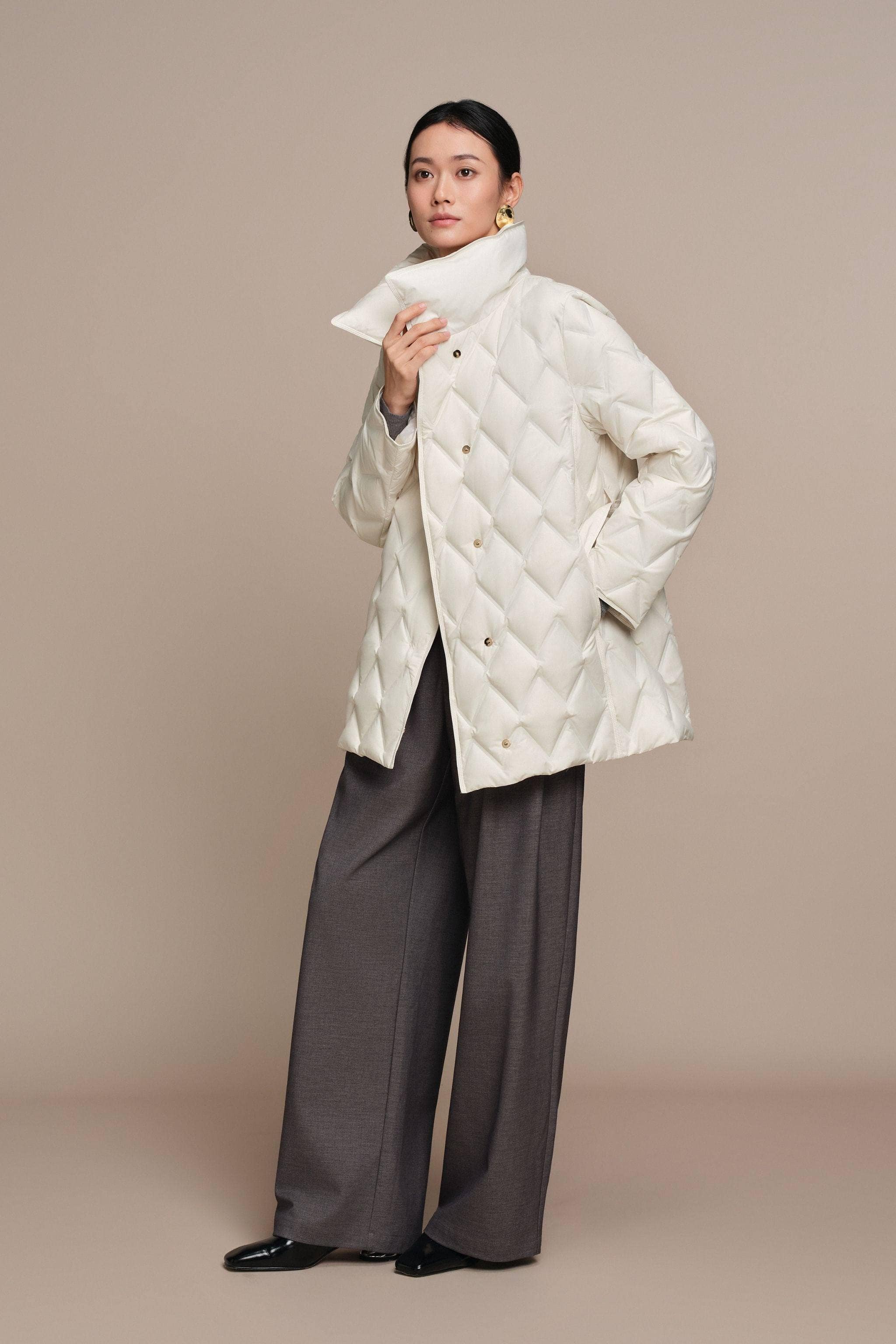 Women's Goose Down Business Jacket With Belt - Image 9