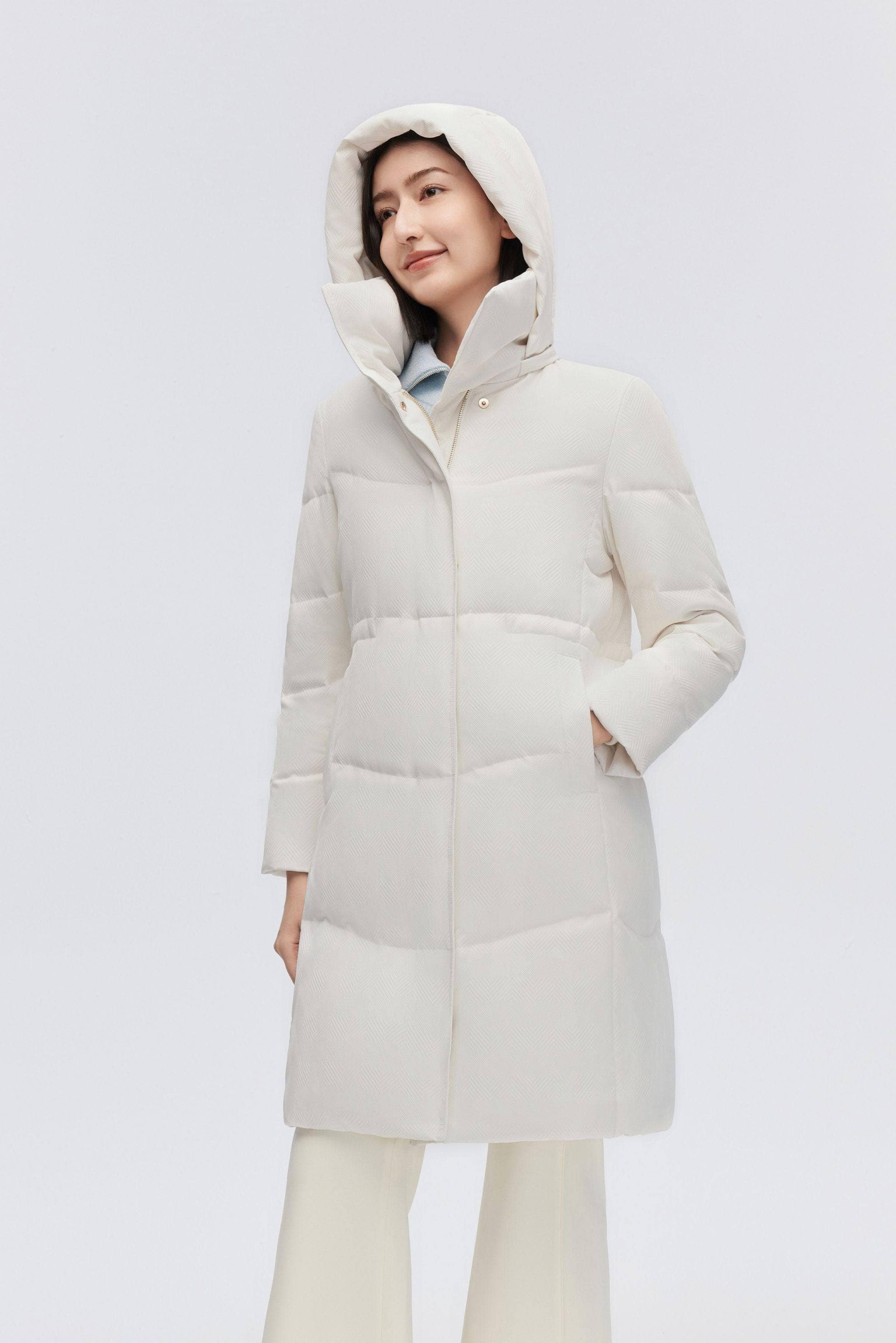 Women's Classic Business Knee Length Goose Down Coat - Image 6
