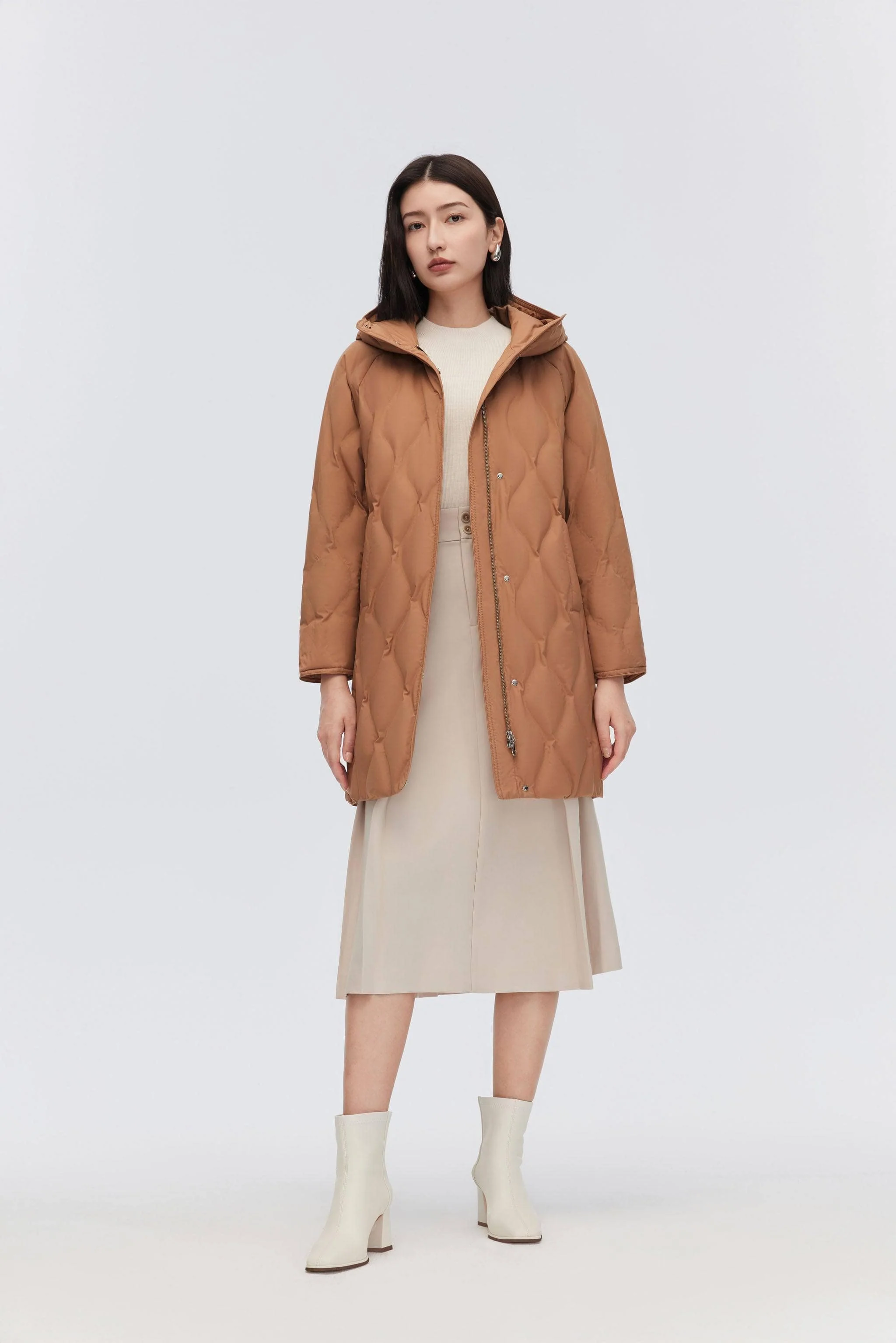Women's Classic Business Thigh Length Goose Down Coat - Image 11