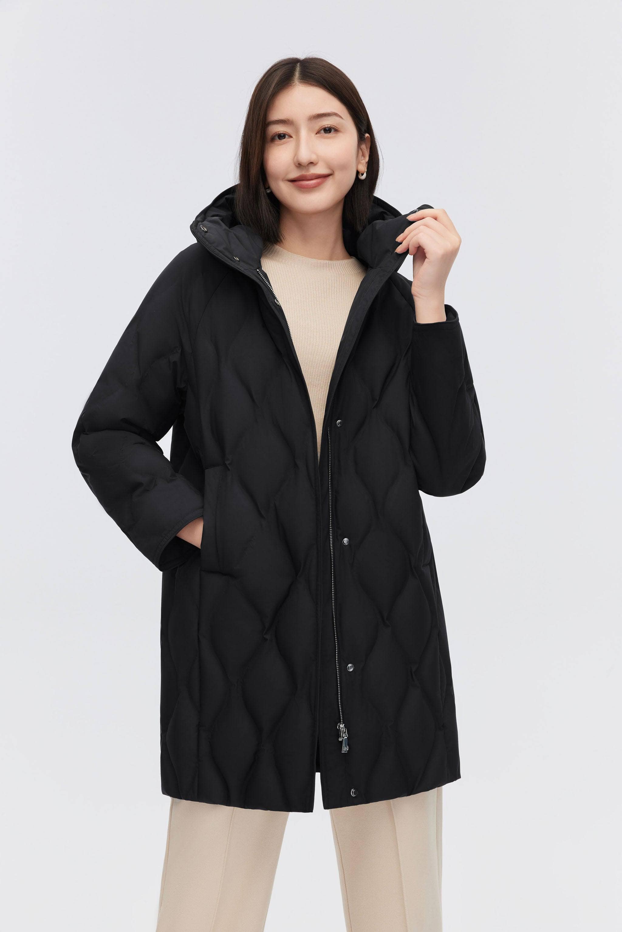 Women's Classic Business Thigh Length Goose Down Coat - Image 16