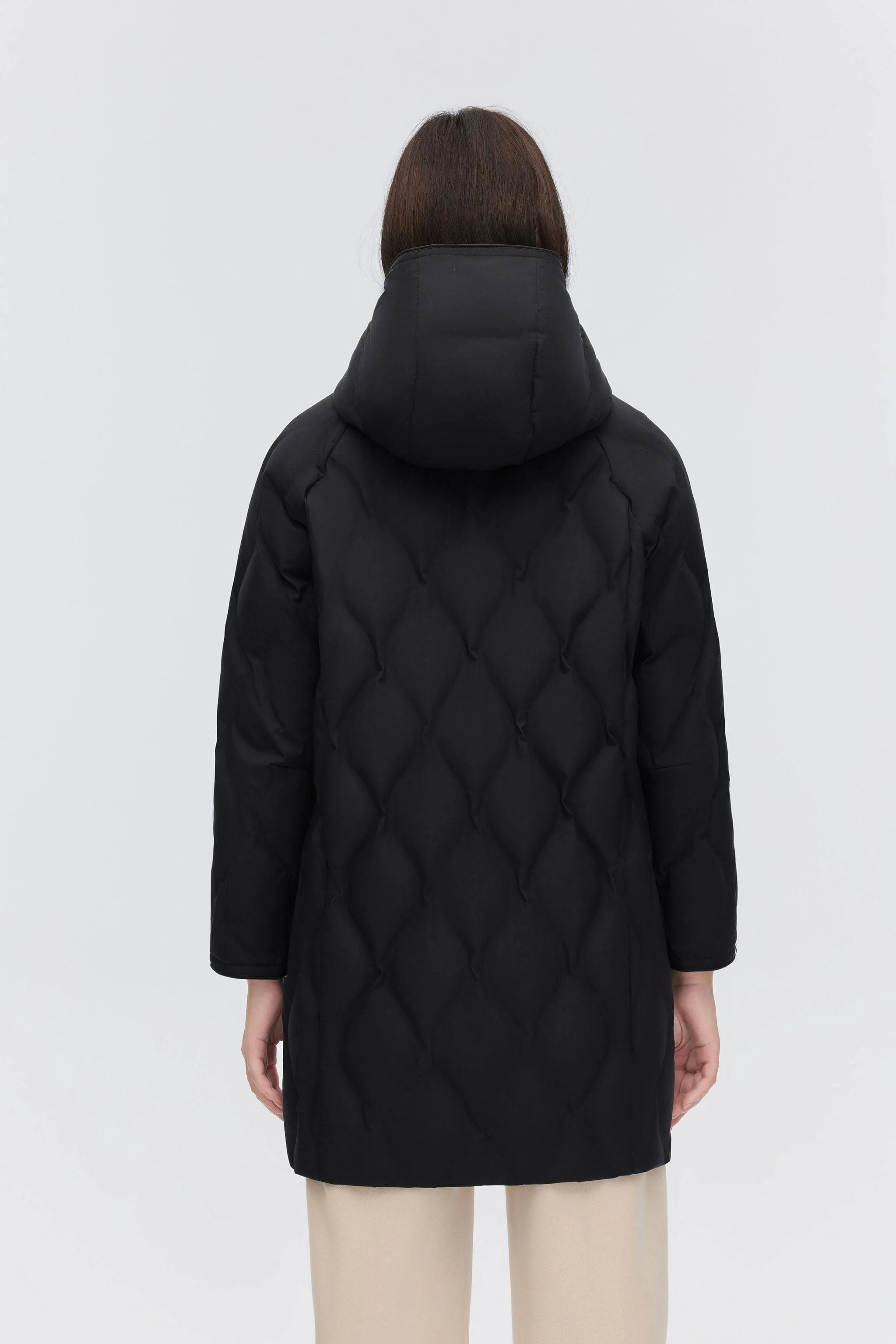 Women's Classic Business Thigh Length Goose Down Coat - Image 17