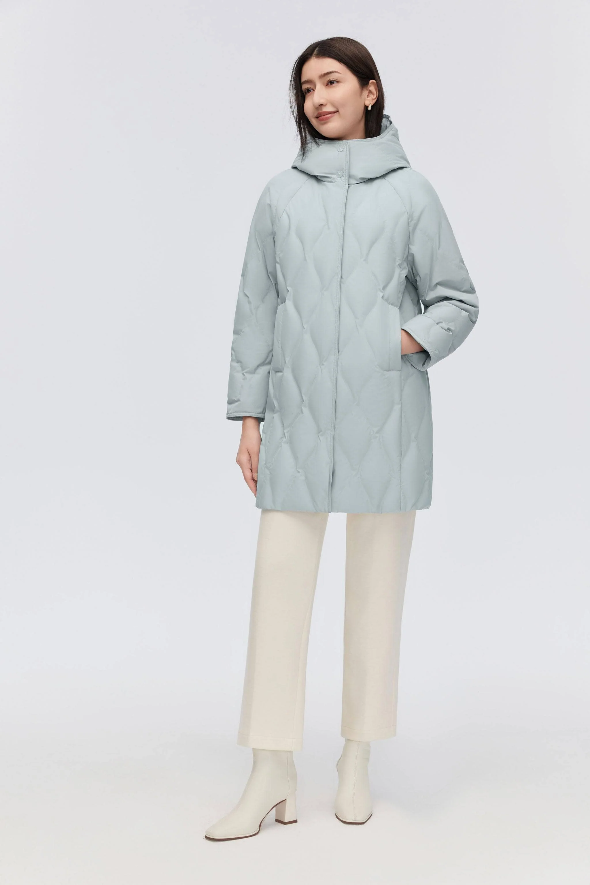 Women's Classic Business Thigh Length Goose Down Coat - Image 3