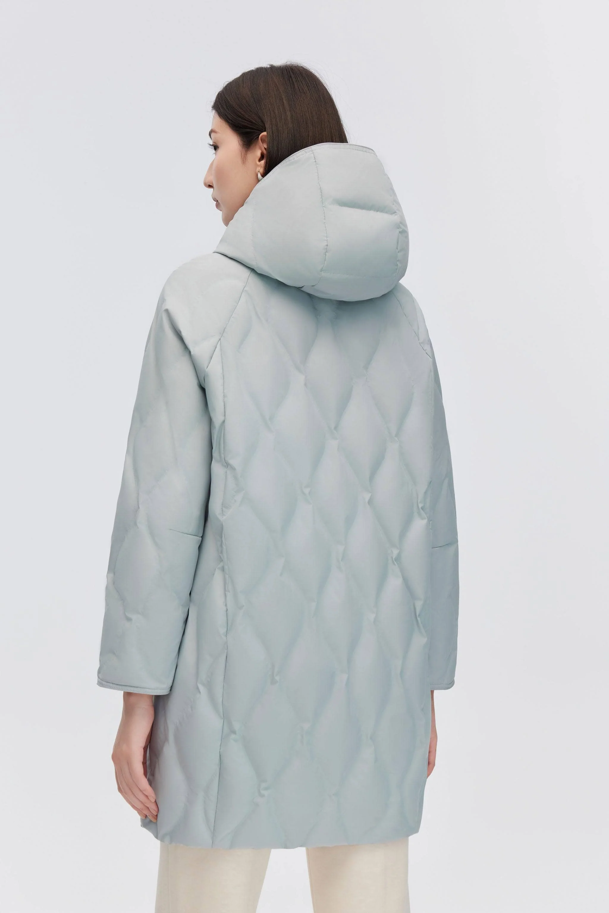 Women's Classic Business Thigh Length Goose Down Coat - Image 4