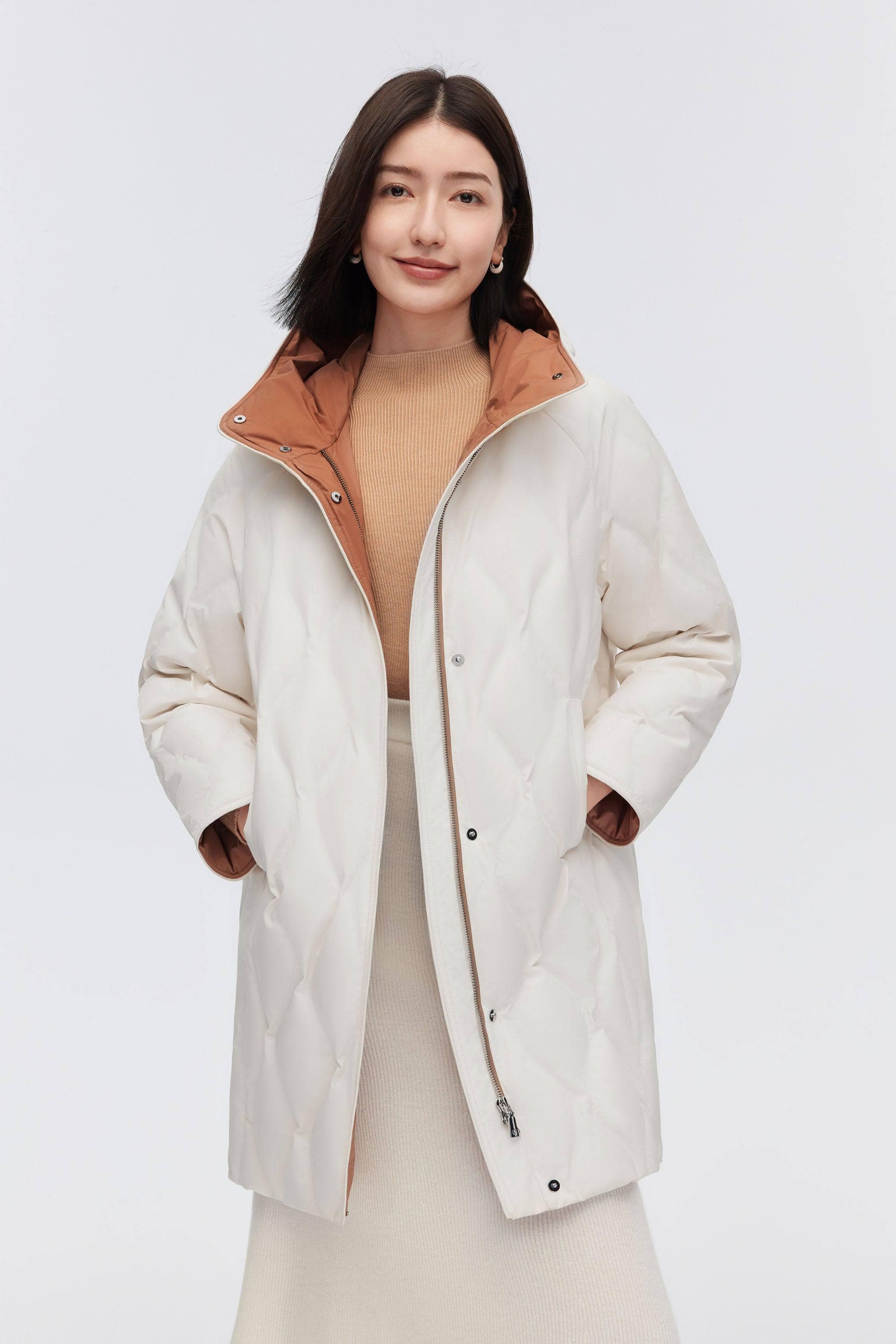 Women's Classic Business Thigh Length Goose Down Coat - Image 7