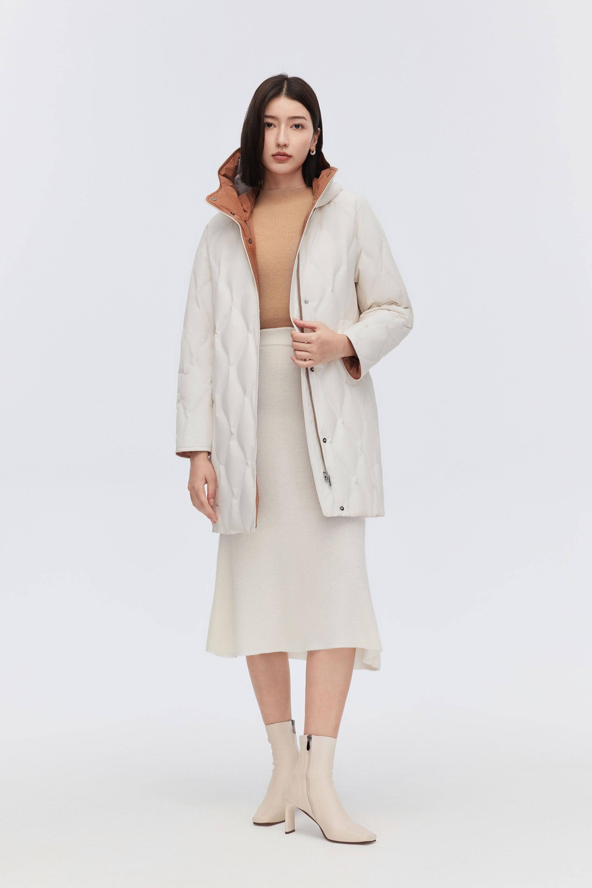 Women's Classic Business Thigh Length Goose Down Coat - Image 8