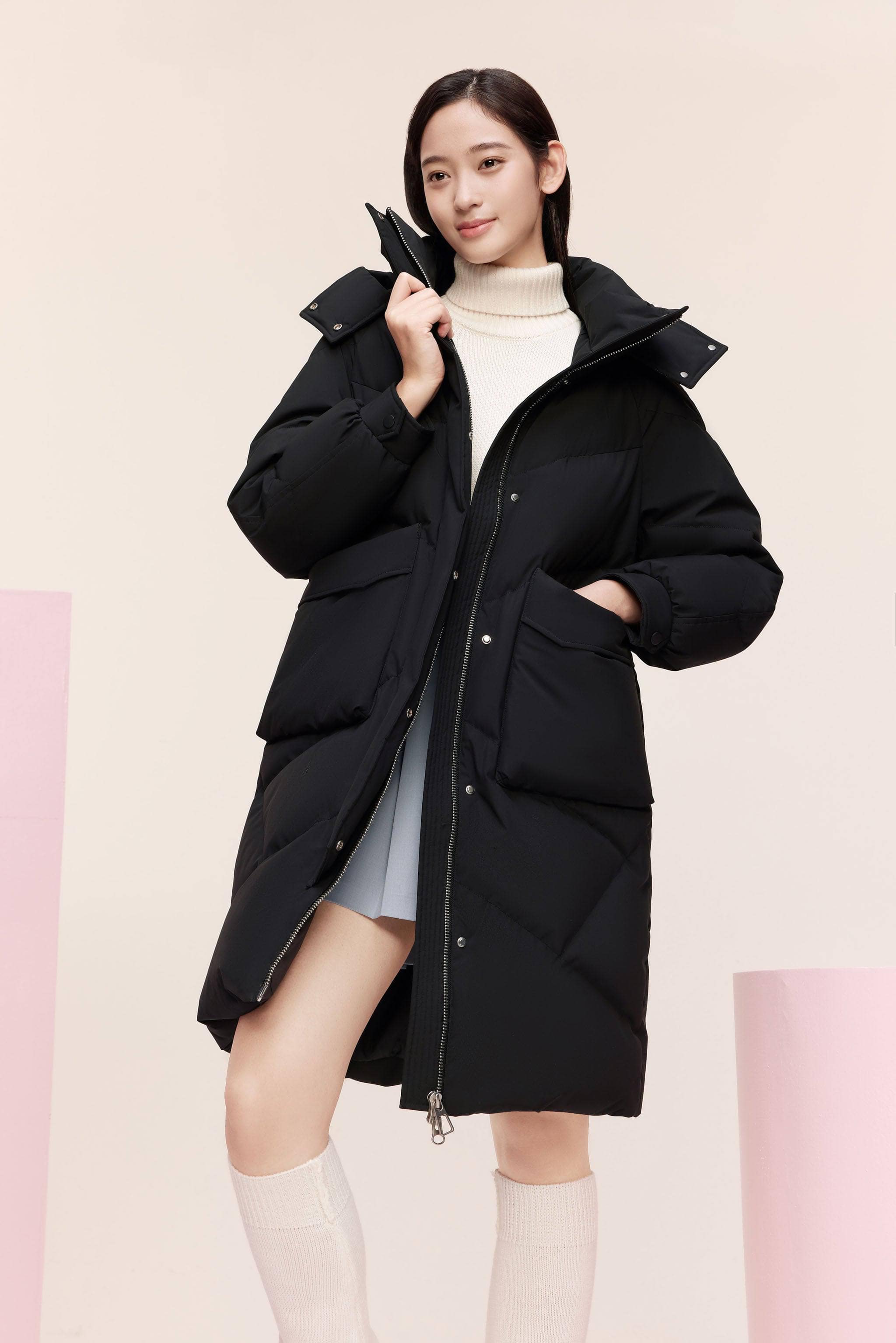 Women's Classic Down Coat with Hood 5252 - Image 11