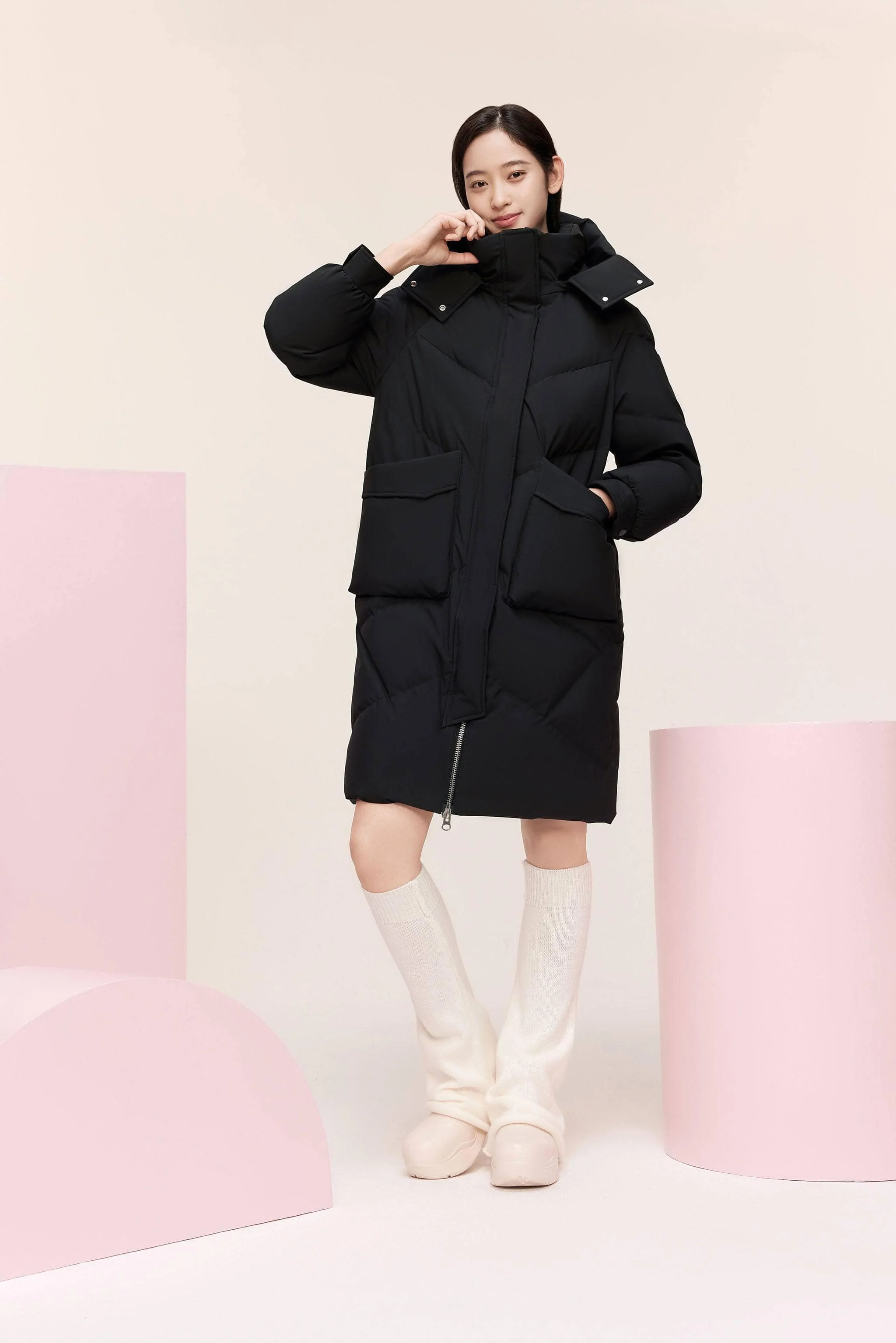 Women's Classic Down Coat with Hood 5252 - Image 12